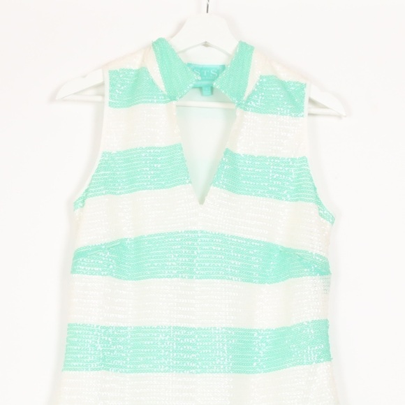 Sail to Sable Green and White Halter Sheath Dress - Picture 2 of 7